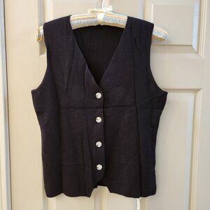 New Stretchy Black Button Vest